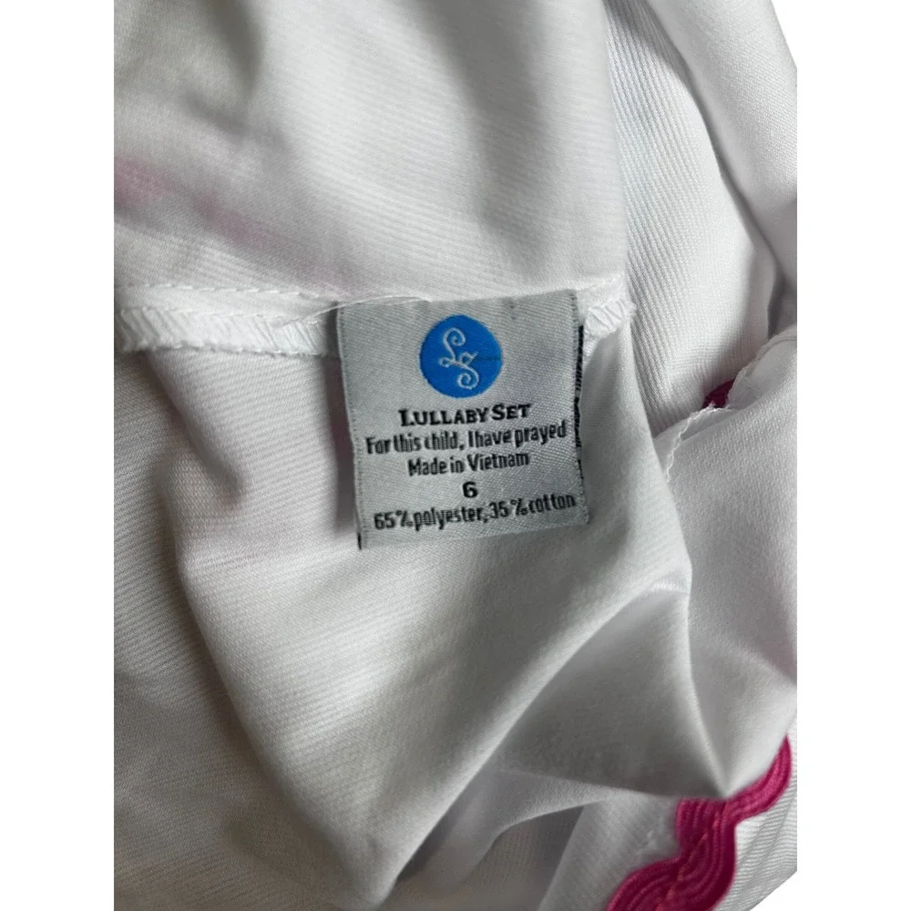 Lullaby Set Girls White Pique Dress Pink Ric Rac Trim Sleeveless A-Line Size 6
